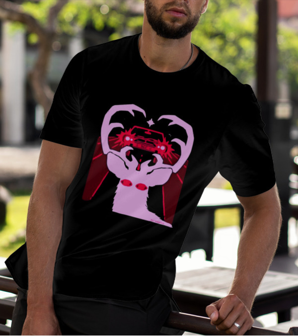 Eyes On The Back Of My Head Stagsbane Pink Deer Antlers Car Red Taillights T-Shirt