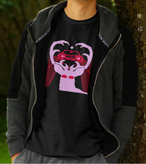 Eyes On The Back Of My Head Stagsbane Pink Deer Antlers Car Red Taillights T-Shirt