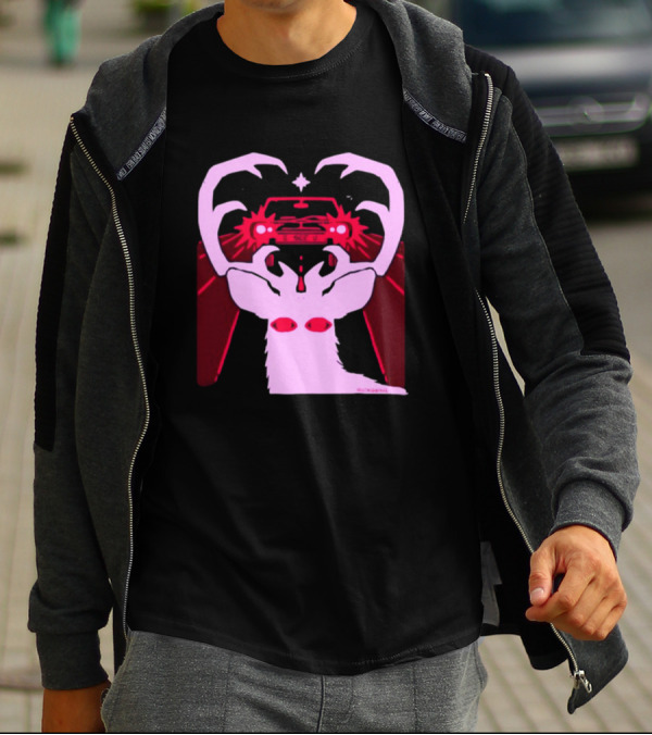 Eyes On The Back Of My Head Stagsbane Pink Deer Antlers Car Red Taillights T-Shirt