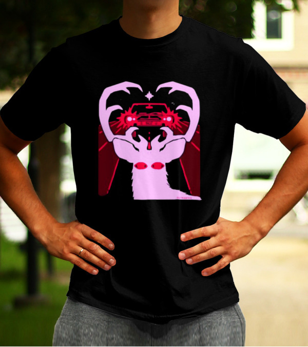 Eyes On The Back Of My Head Stagsbane Pink Deer Antlers Car Red Taillights T-Shirt