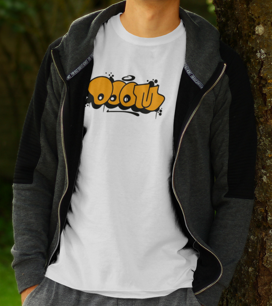 Gasdrawls Doom Throw Black And Gold Bubble Lettering T-Shirt