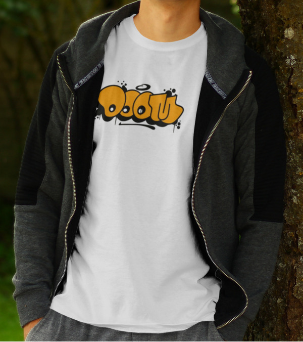 Gasdrawls Doom Throw Black And Gold Bubble Lettering T-Shirt