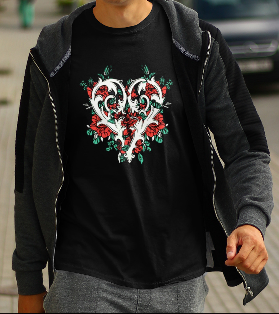 Ricky Olson Gothic Floral Heart T-Shirt