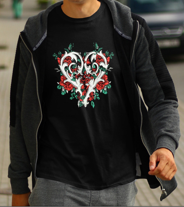 Ricky Olson Gothic Floral Heart T-Shirt