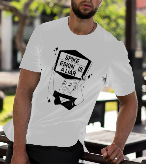 Spike Eskin Is A Liar With Cartoon Character Hand Sign Display T-Shirt