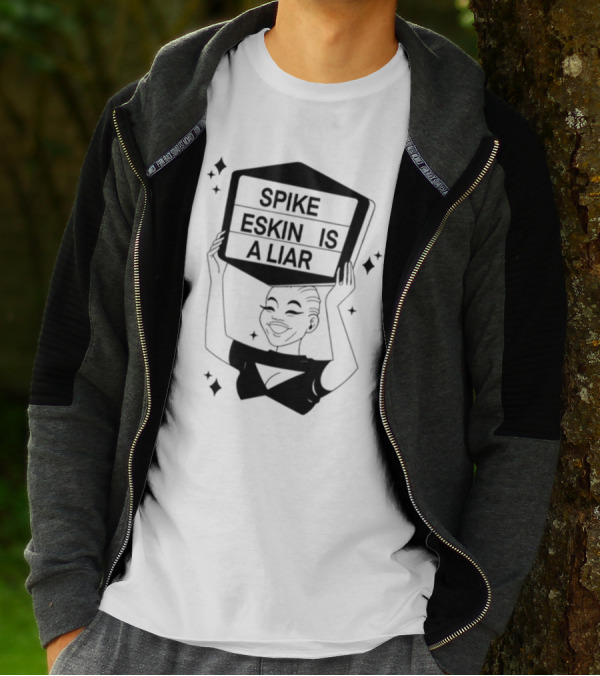Spike Eskin Is A Liar With Cartoon Character Hand Sign Display T-Shirt