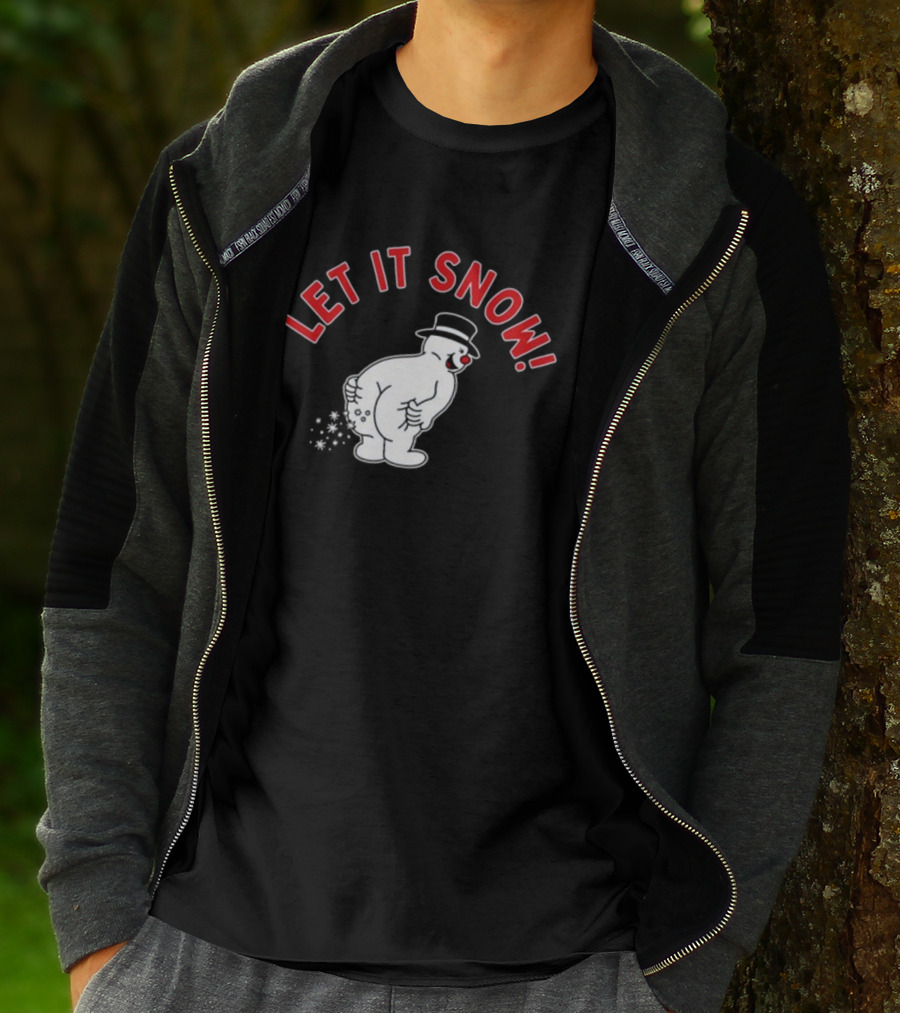 Let It Snow Snowman With Top Hat Fun T-Shirt
