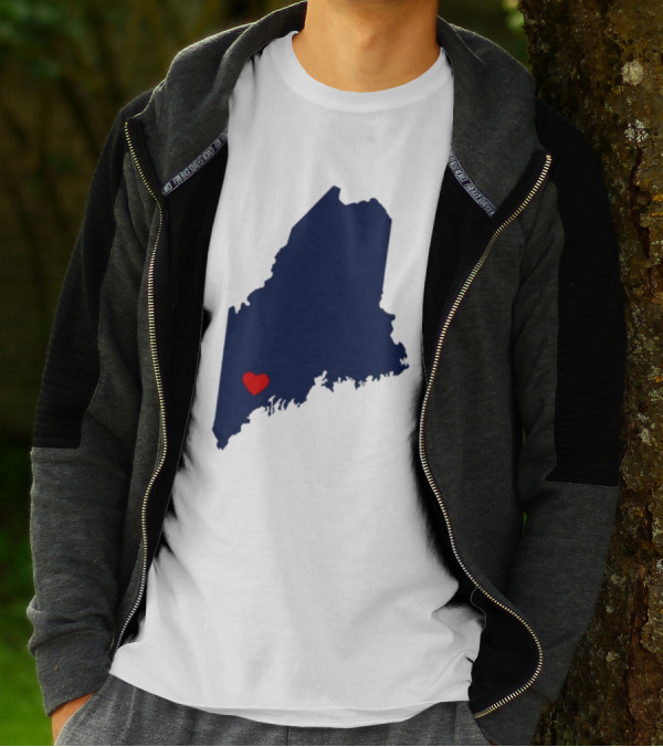 Lewiston Strong Maine Heart Map T-Shirt