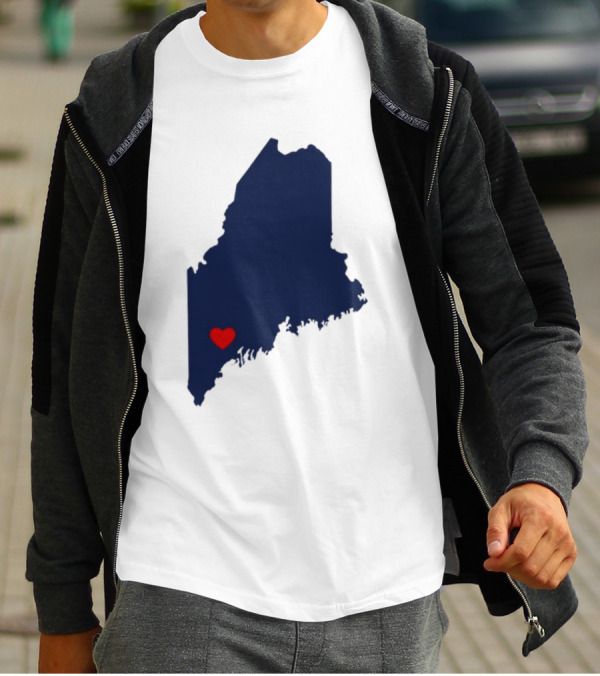 Lewiston Strong Maine Heart Map T-Shirt