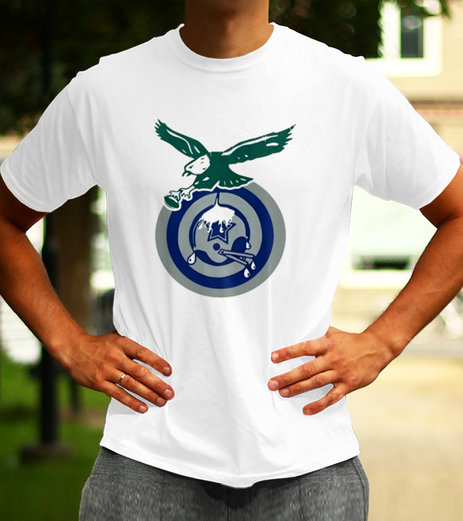 Philadelphia Eagles Bird Dropping Football On Dallas Cowboys Star T-Shirt