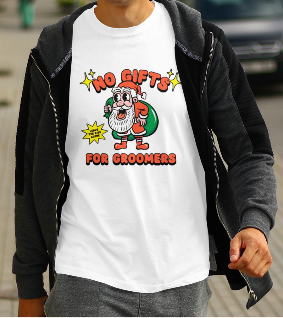 No Gifts For Groomers Christmas Gaysagainstgroomers Santa Leave The Kids Alone T-Shirt