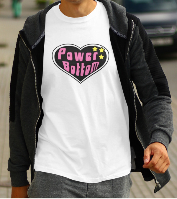 Power Bottom Heart Three Stars T-Shirt