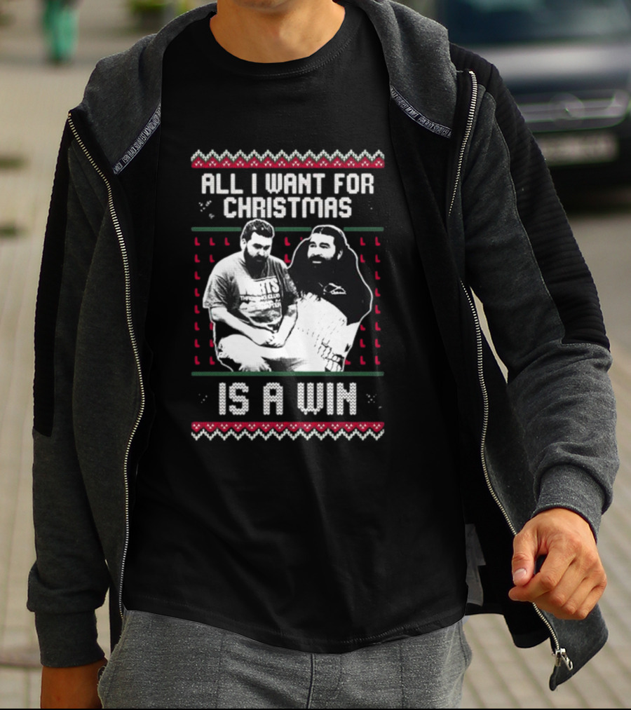 All I Want For Christmas Is A Win Featuring Festive Duo In Holiday Sweaters T-Shirt