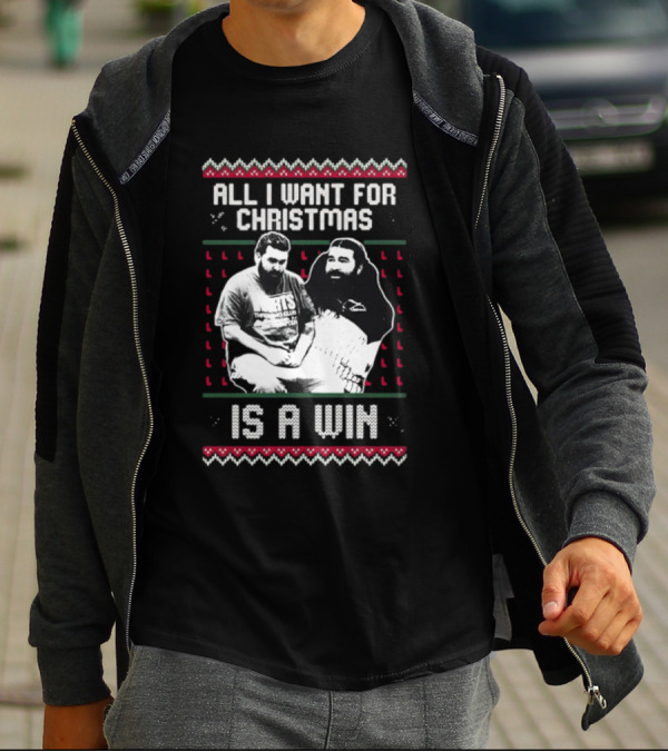 All I Want For Christmas Is A Win Featuring Festive Duo In Holiday Sweaters T-Shirt