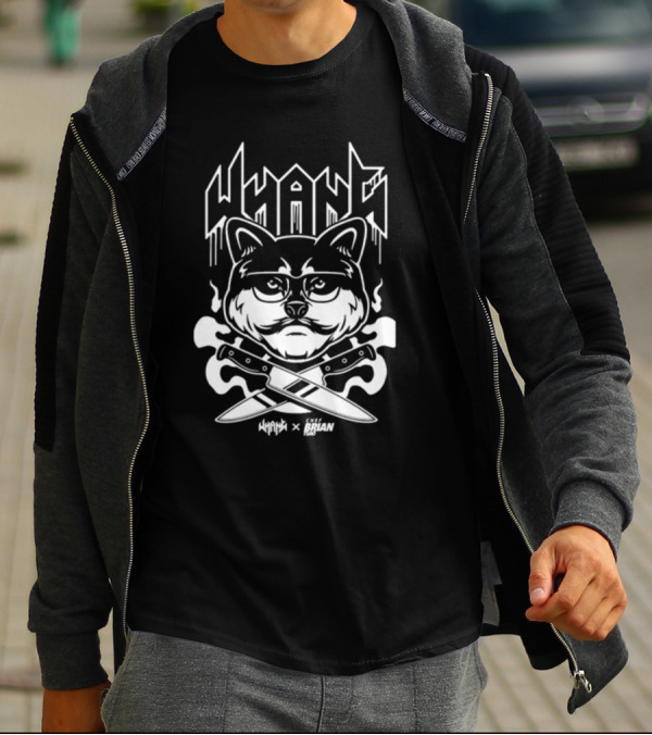 Whang X Tsao Chef Brian Cat With Crossed Knives T-Shirt