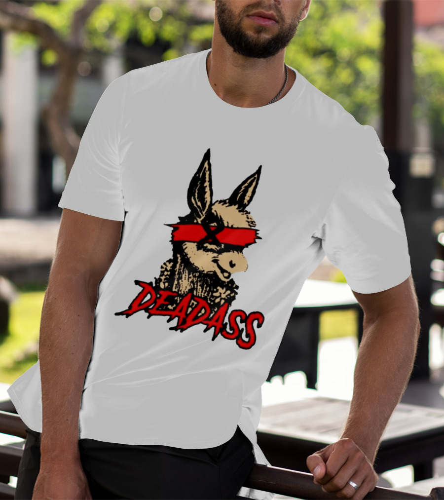 Deadass Red Blindfold Cartoon Donkey T-Shirt