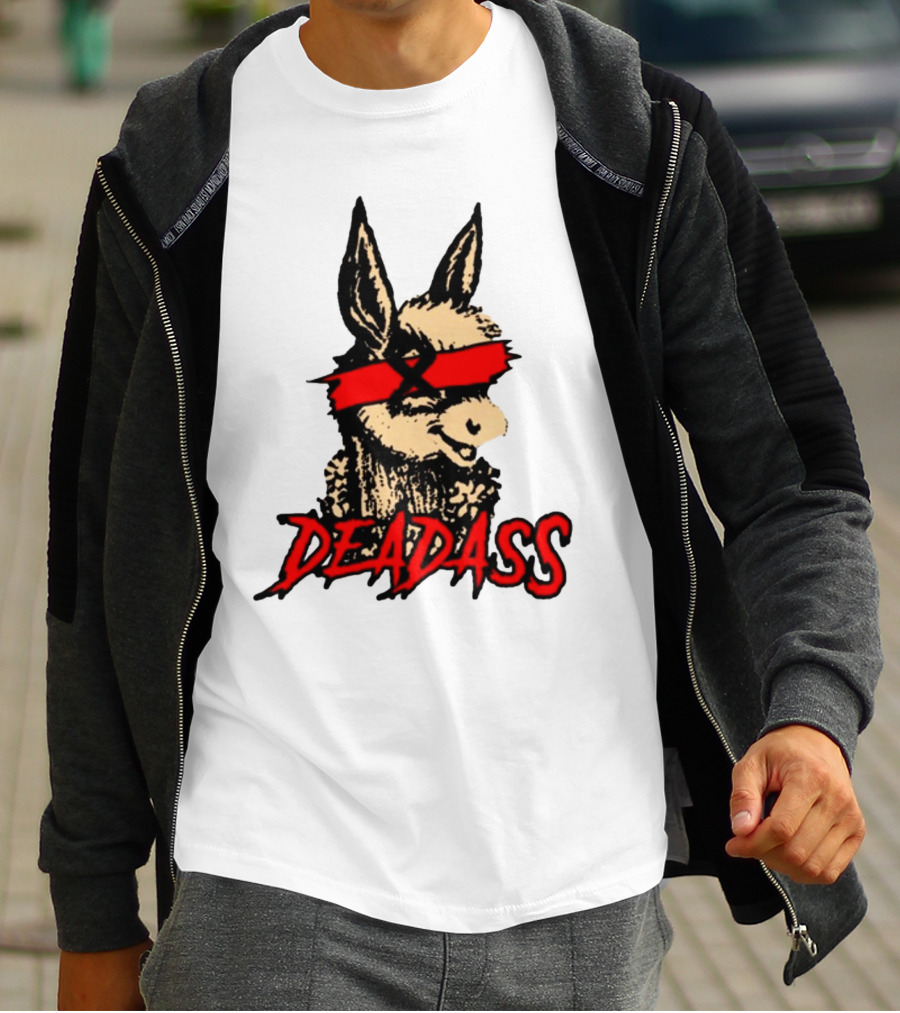 Deadass Red Blindfold Cartoon Donkey T-Shirt