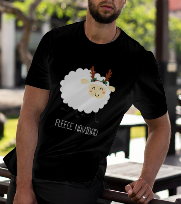 Fleece Navidad Christmas Sheep With Antlers T-Shirt