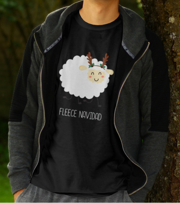 Fleece Navidad Christmas Sheep With Antlers T-Shirt