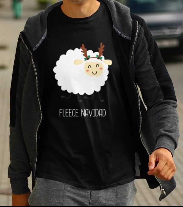 Fleece Navidad Christmas Sheep With Antlers T-Shirt