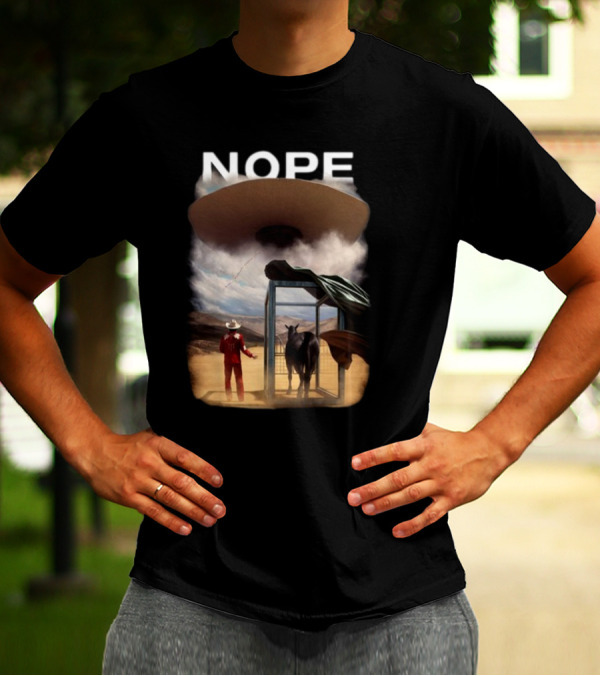 NOPE The Star Lasso Experience With UFO Above Cow And Cowboy T-Shirt