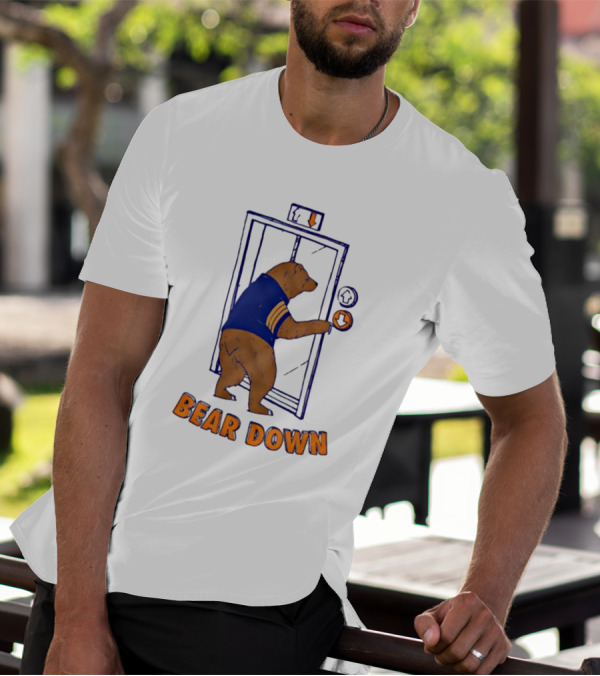 Bear Down Bear In Blue Jersey Pressing Elevator Button T-Shirt