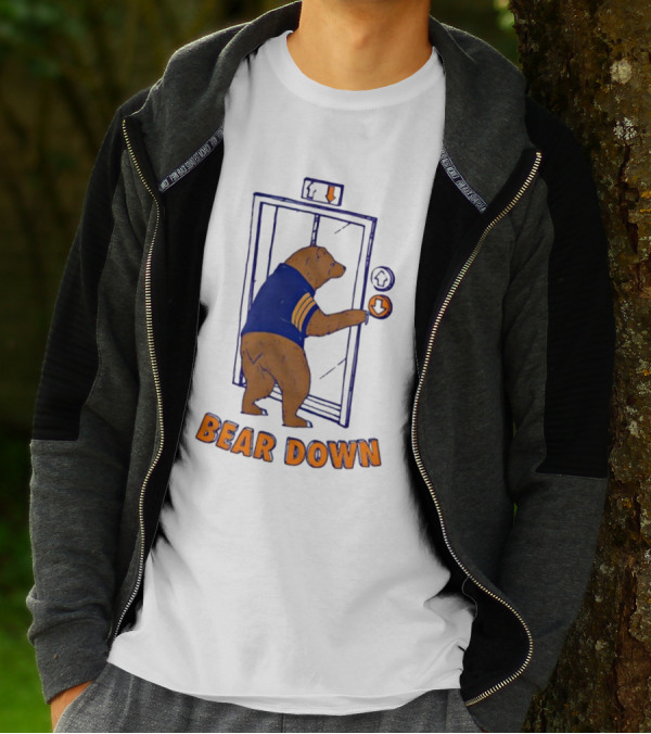 Bear Down Bear In Blue Jersey Pressing Elevator Button T-Shirt