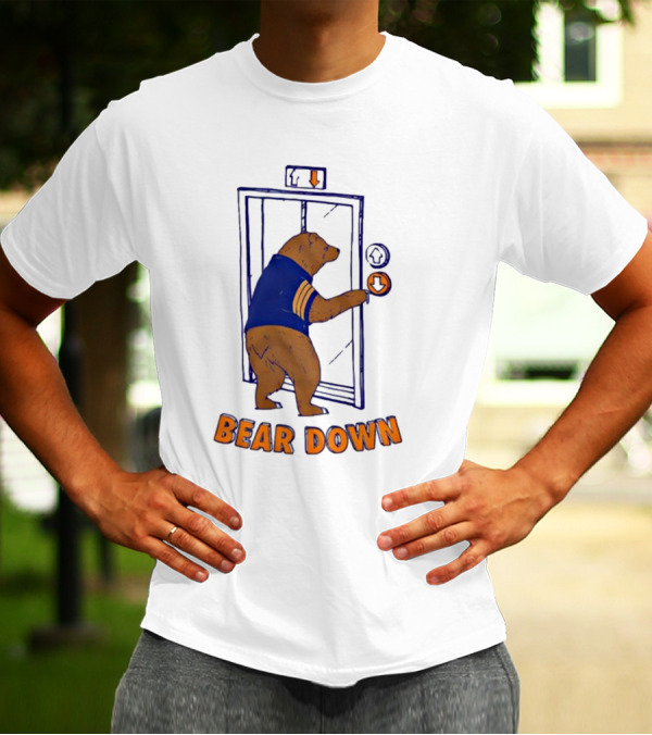 Bear Down Bear In Blue Jersey Pressing Elevator Button T-Shirt