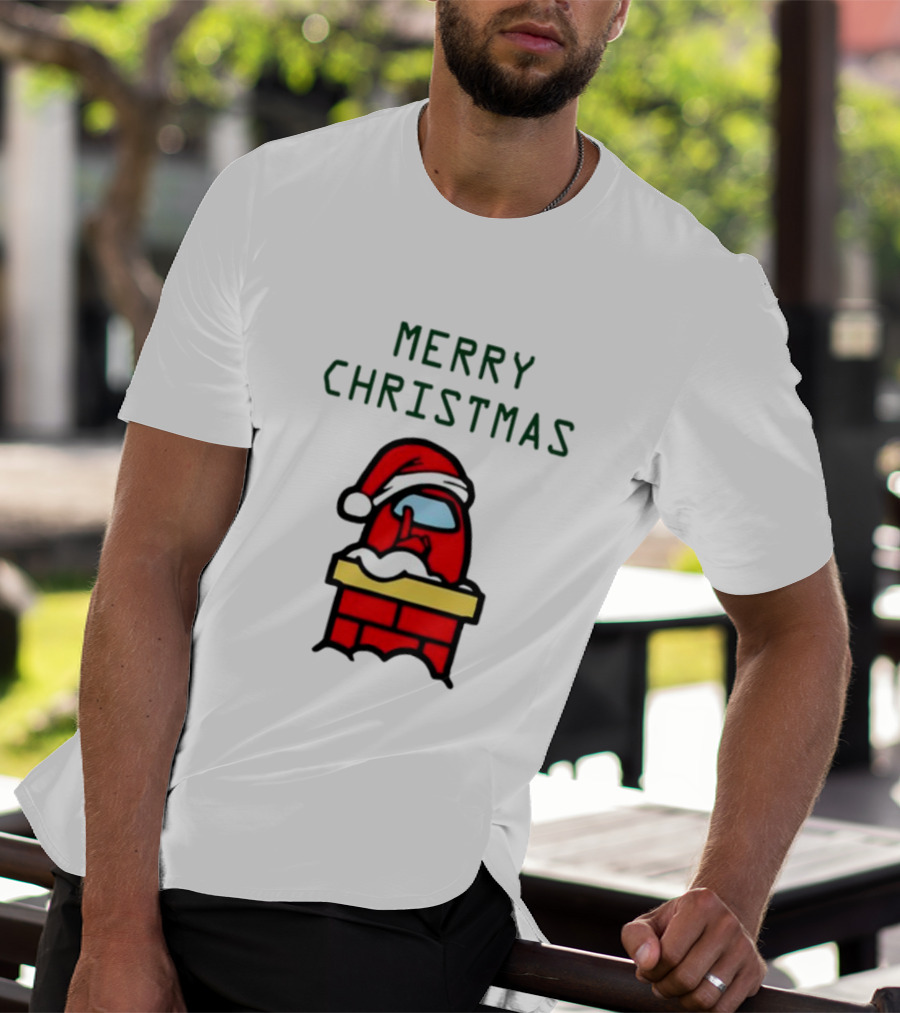 Among Us Santa Red Merry Christmas Chimney Crewmate T-Shirt