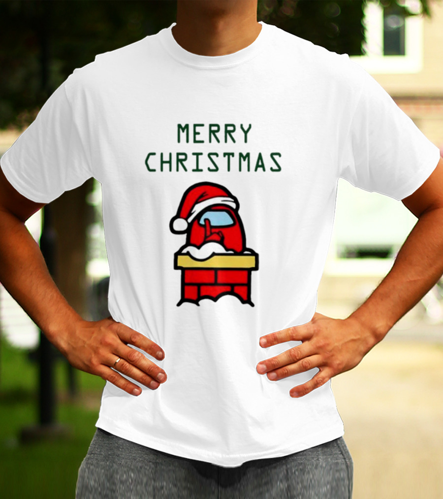 Among Us Santa Red Merry Christmas Chimney Crewmate T-Shirt