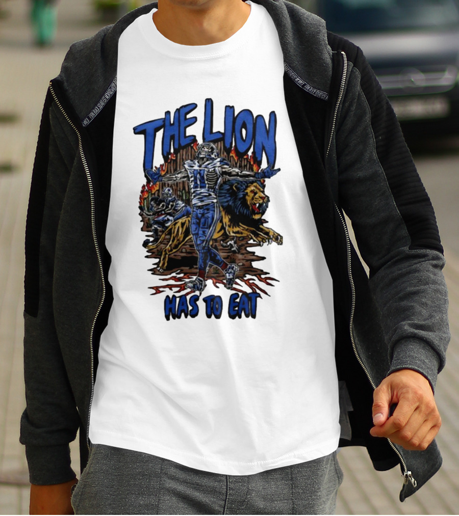 The Lion Has To Eat Retros Themed Football Warrior T-Shirt