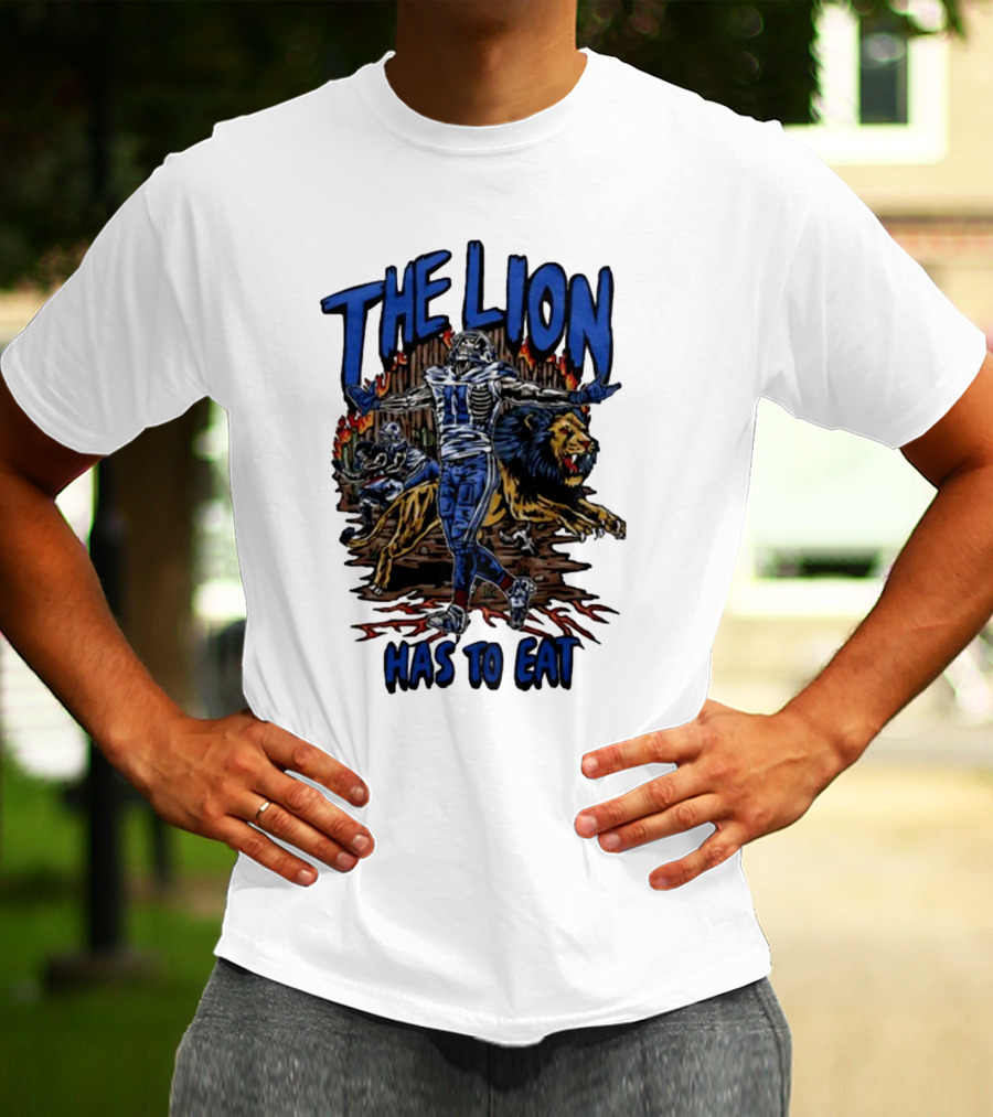 The Lion Has To Eat Retros Themed Football Warrior T-Shirt