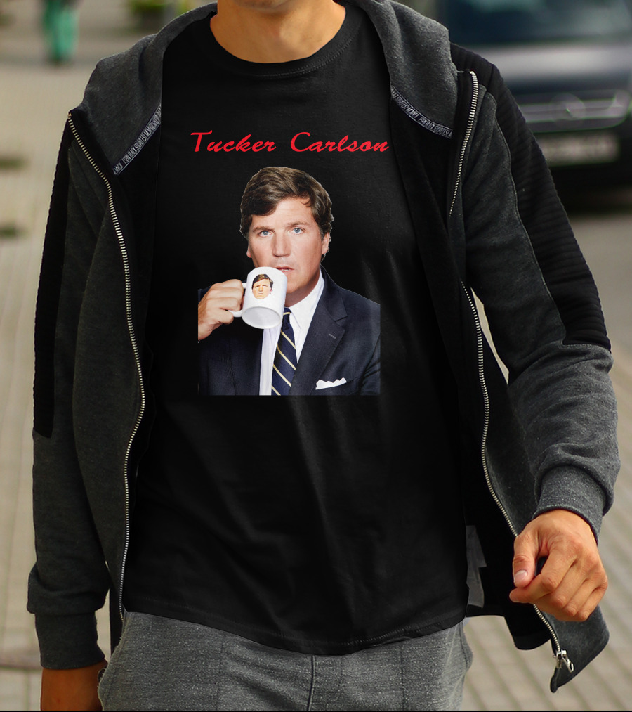 Tucker Carlson Drinking From A Personalized Mug T-Shirt