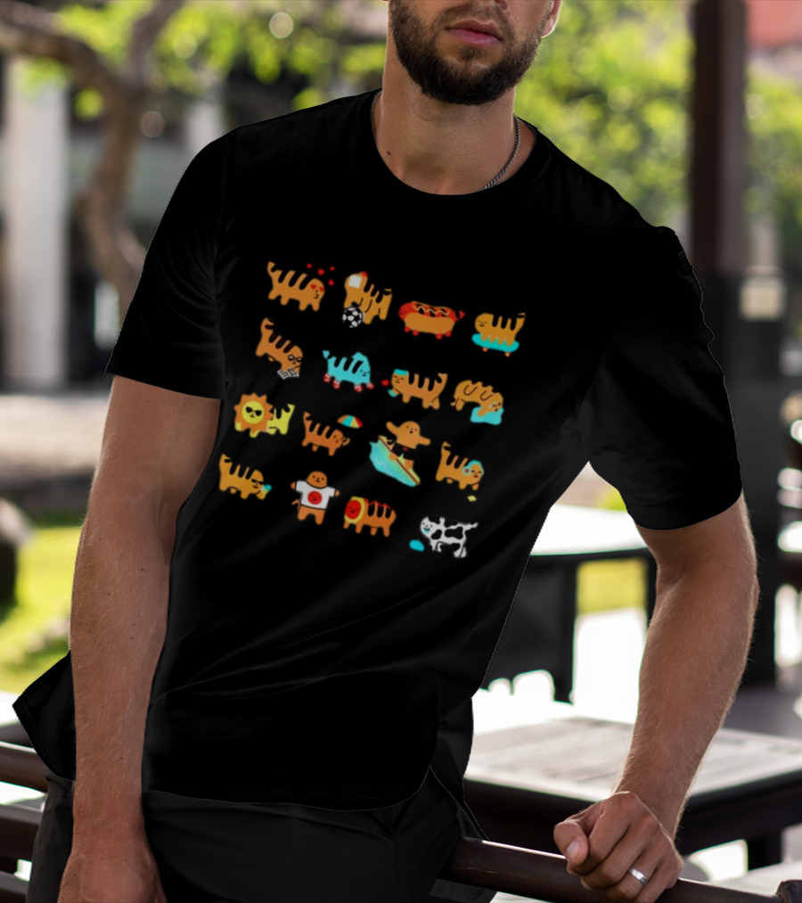 Cheese Puff Tiger Soccer Football Sushi Surfing Cow Pool Sun Tiger T-Shirt