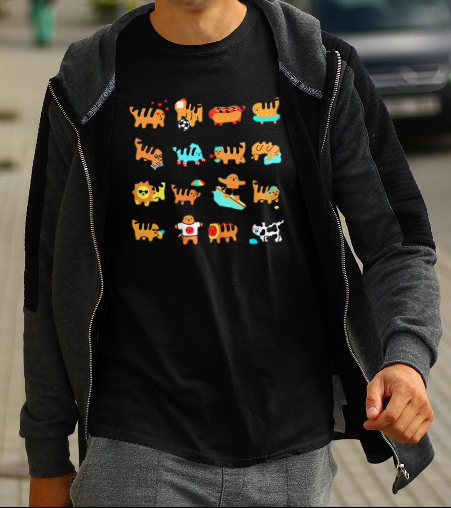 Cheese Puff Tiger Soccer Football Sushi Surfing Cow Pool Sun Tiger T-Shirt