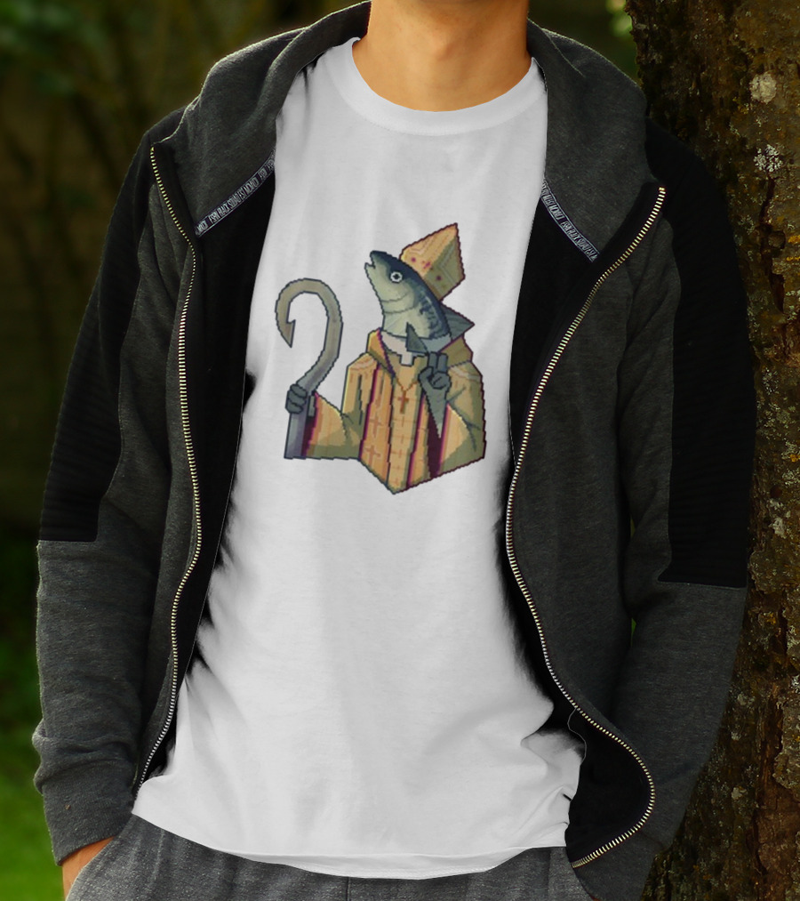 May Could Be With You Holy Mackerel Fish Bishop Pixel T-Shirt