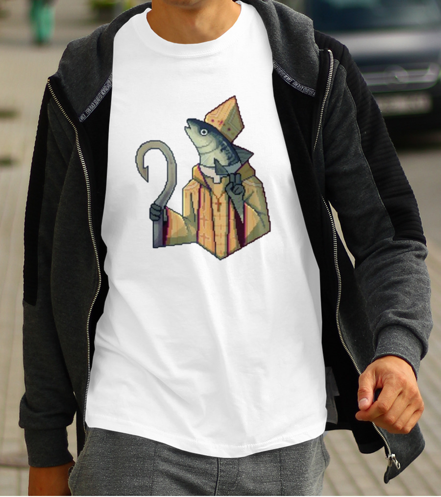 May Could Be With You Holy Mackerel Fish Bishop Pixel T-Shirt