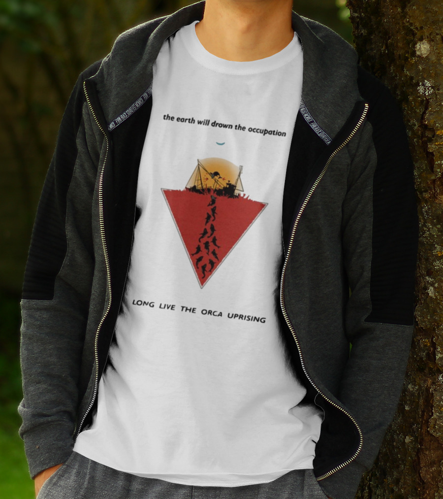 The Earth Will Drown The Occupation Long Live The Orca Uprising Triangle T-Shirt