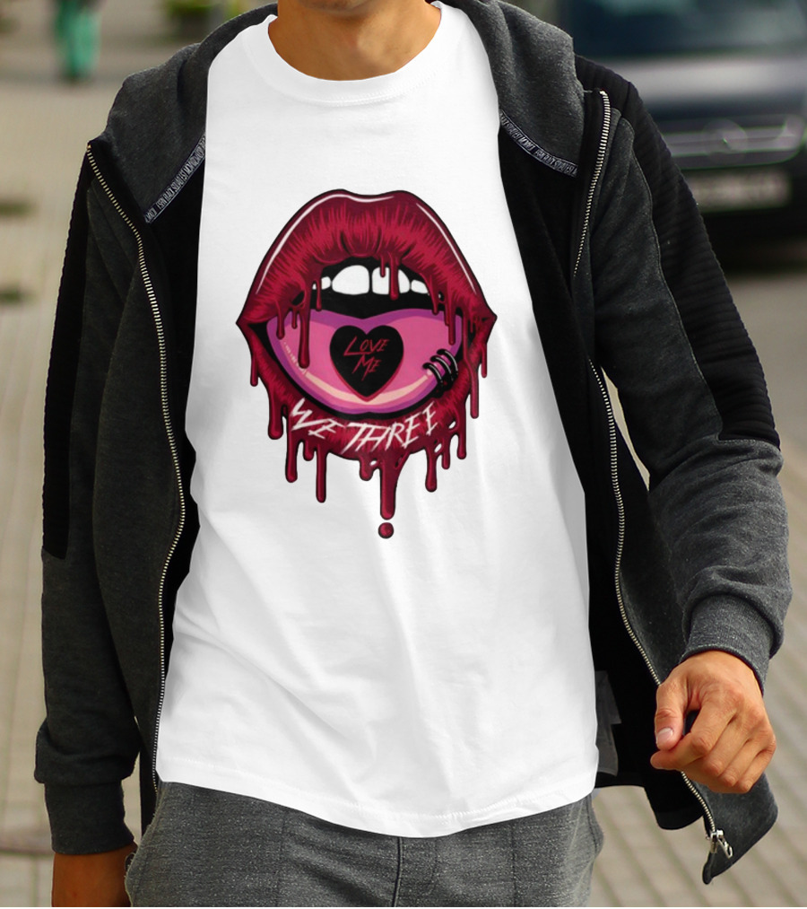 We Three Love Me Dripping Lips Heart Tattoo T-Shirt