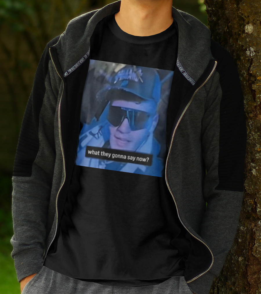 What They Gonna Say Now - Man In Sunglasses And Cap With Blue Tint T-Shirt