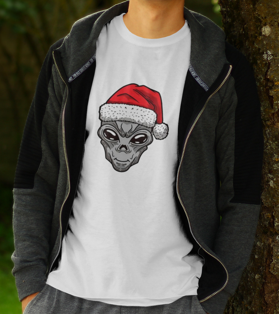 Xmas Santa Hat Alien Christmas T-Shirt