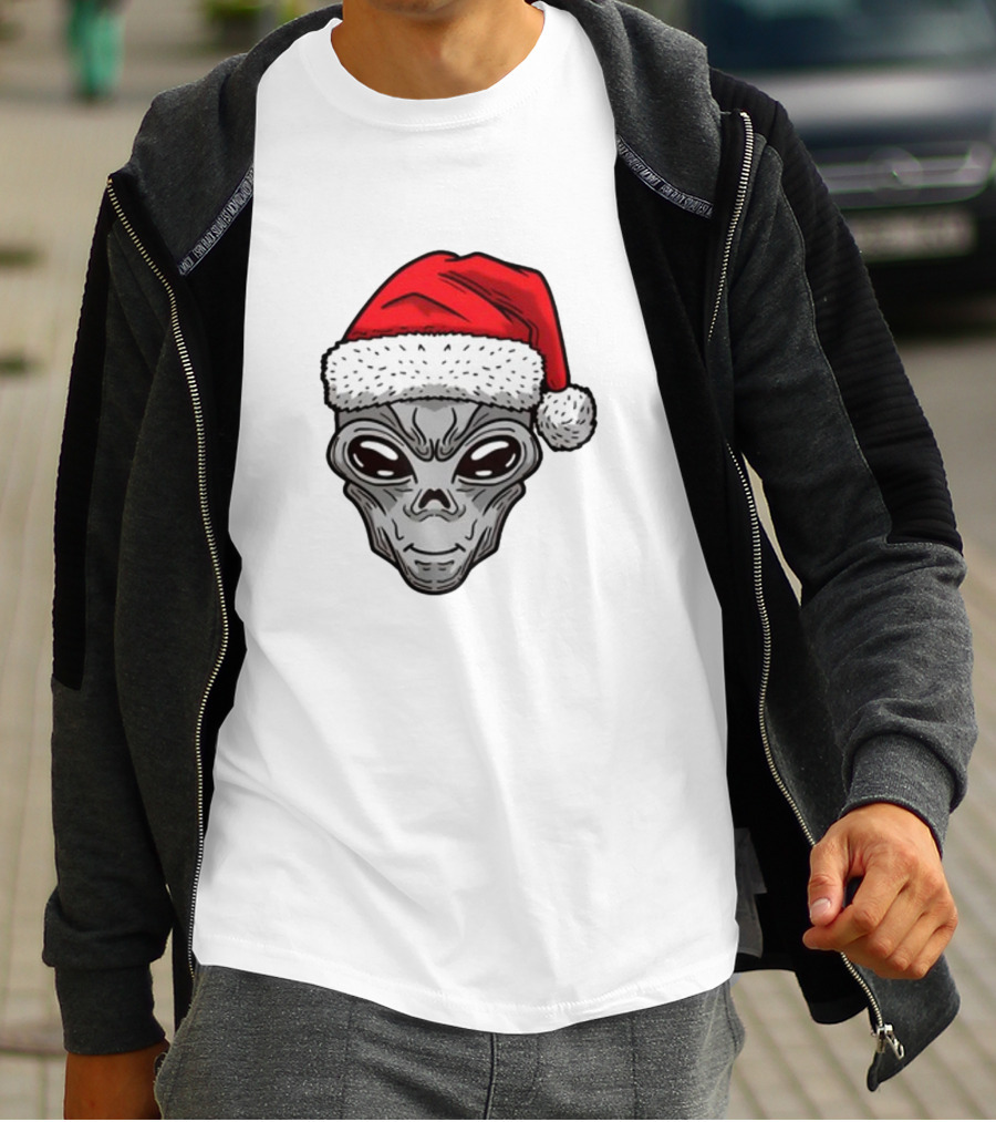 Xmas Santa Hat Alien Christmas T-Shirt