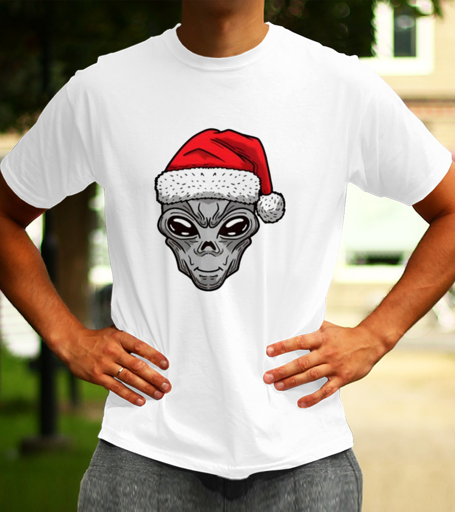 Xmas Santa Hat Alien Christmas T-Shirt