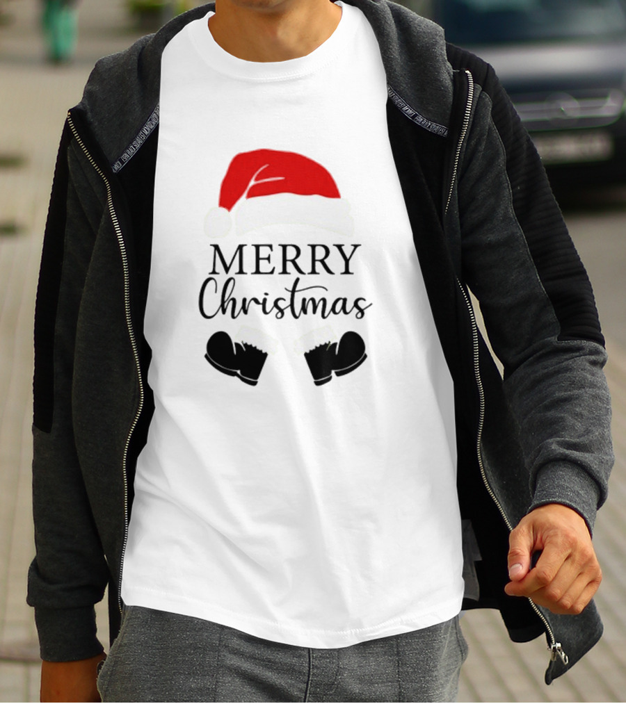 Merry Christmas Santa Hat And Boots Svg T-Shirt