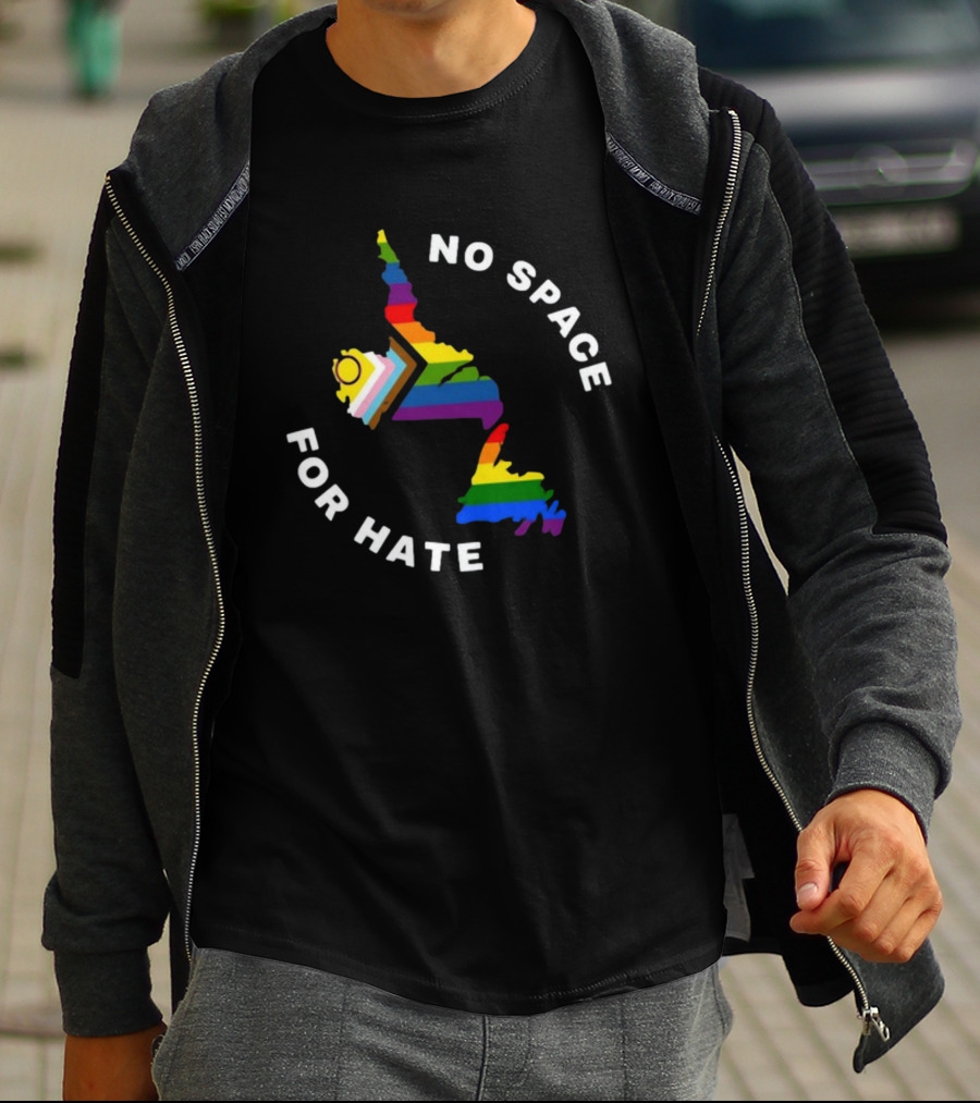 No Space For Hate Rainbow Pride Inclusivity Flag And Map T-Shirt