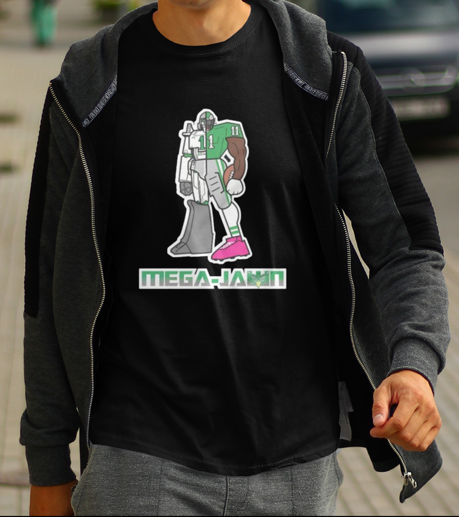 Phillygoat Mega-Jawn Football Robot Player 11 Green Pink Cleat T-Shirt
