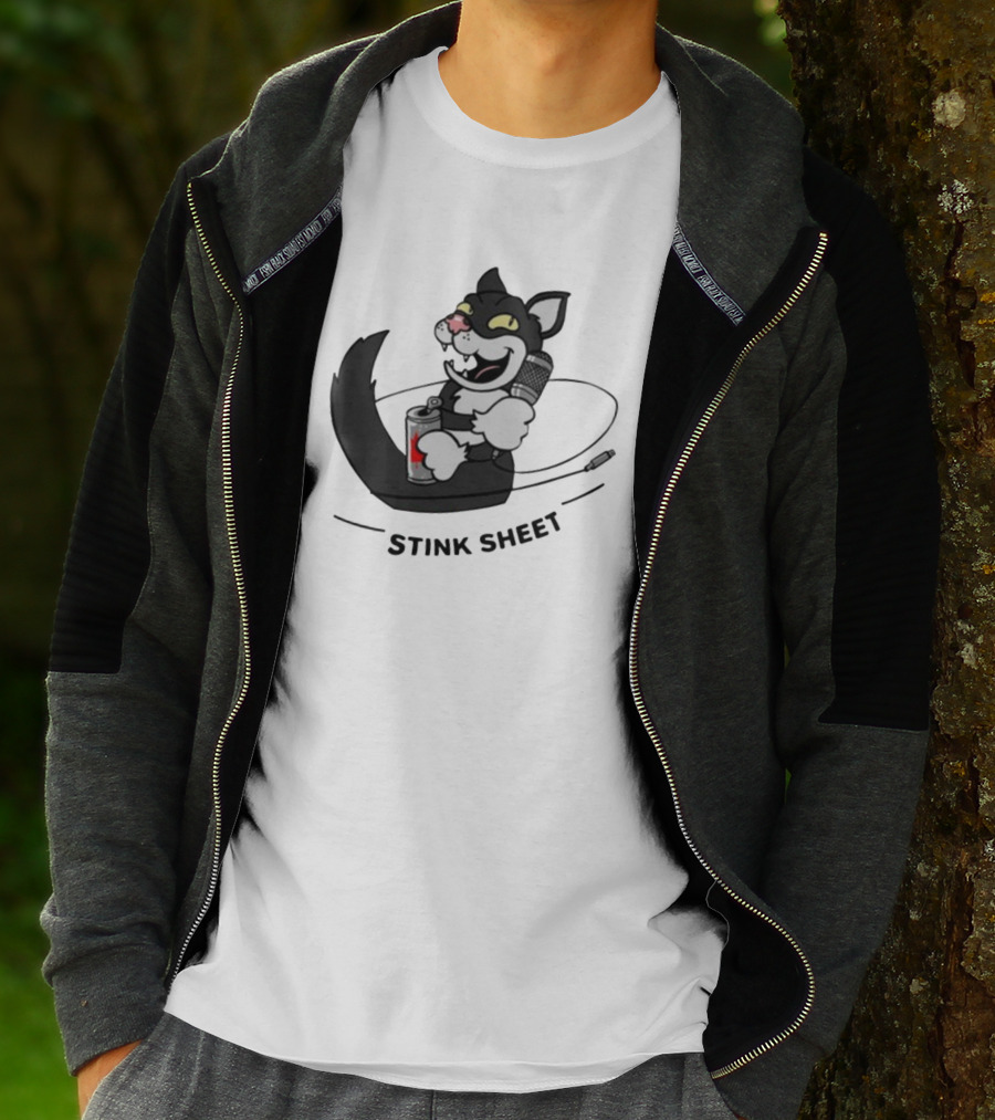 Podcast Psy Op Division Cat With Microphone And Spray Can Stink Sheet T-Shirt