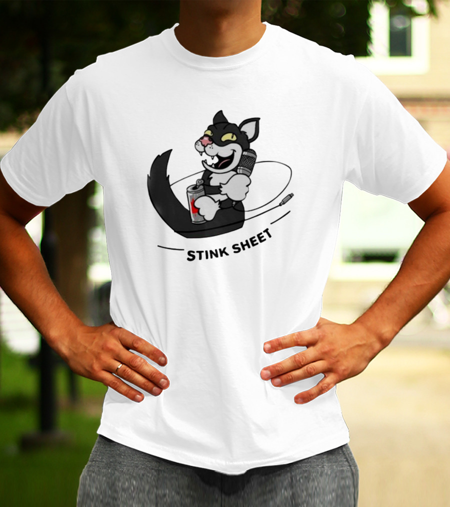Podcast Psy Op Division Cat With Microphone And Spray Can Stink Sheet T-Shirt