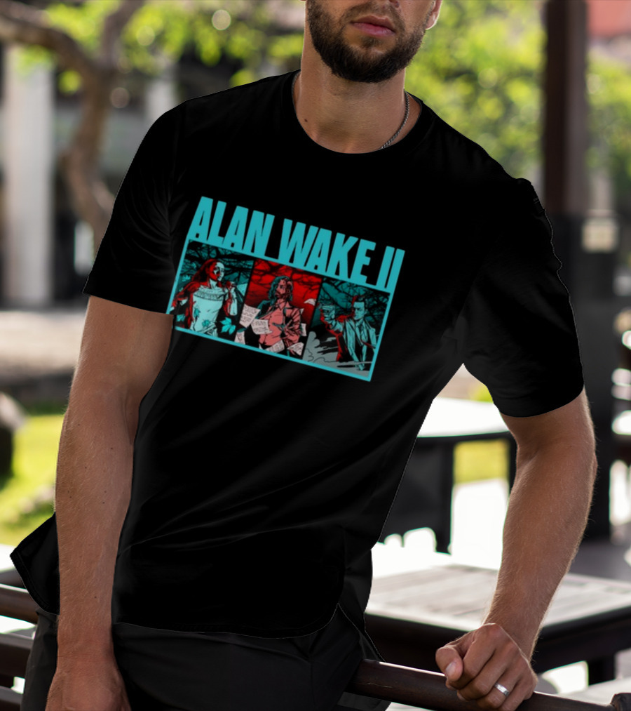 ALAN WAKE II Comic Style Three Panel T-Shirt