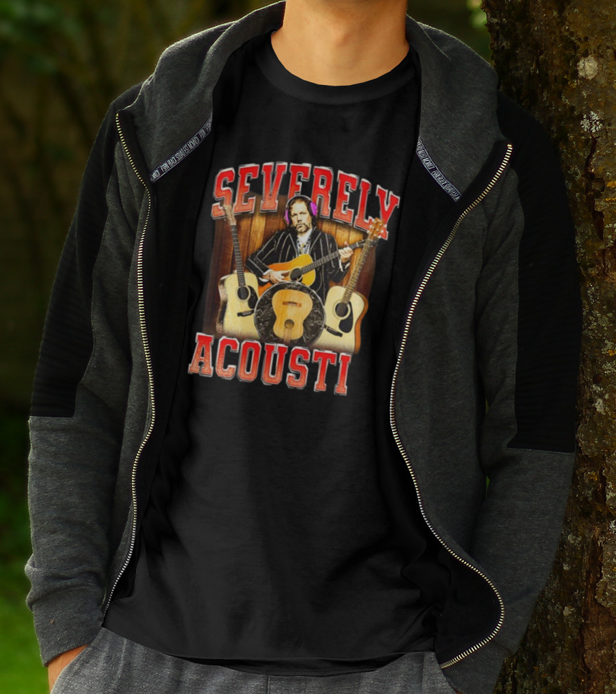 Notsafeforwear Severely Acoustic Guitars And Musician With Headphones T-Shirt